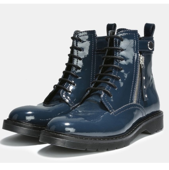 Armani Exchange Shoes - WOMANS ARMANI EXCHANGE PATENT ZIP COMBAT BOOTS 10